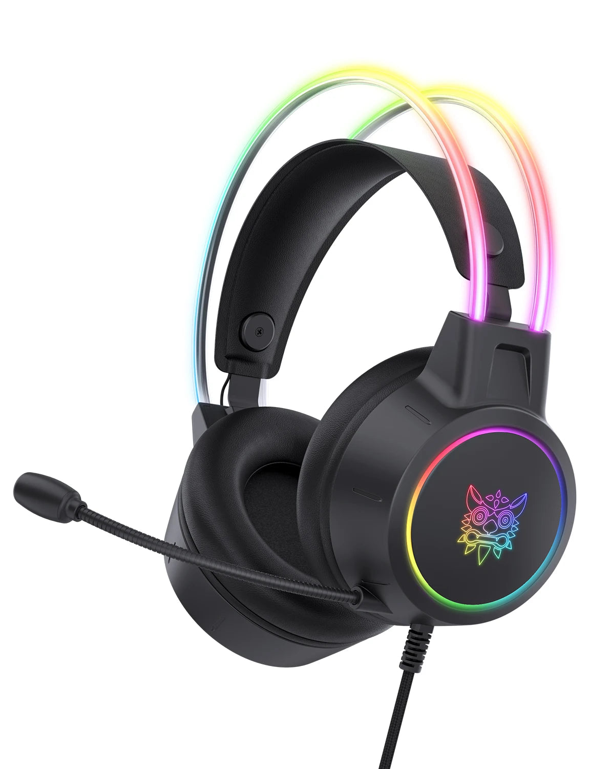 ONIKUMA Gaming Headset Plug and Play Colorful RGB Lights Noise Cancelling