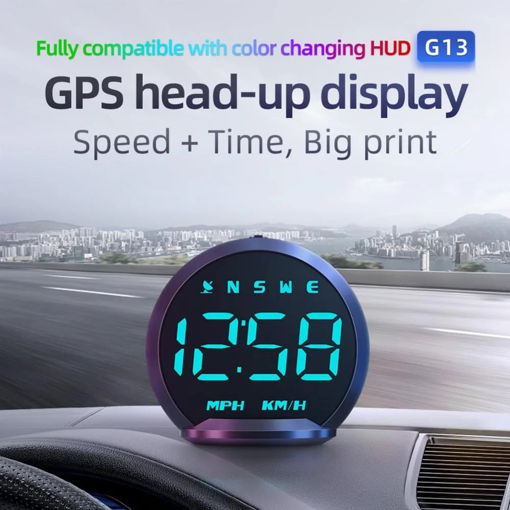 Universal GPS HUD Speed Display with MPH Compass Overspeed Fatigue Alarm