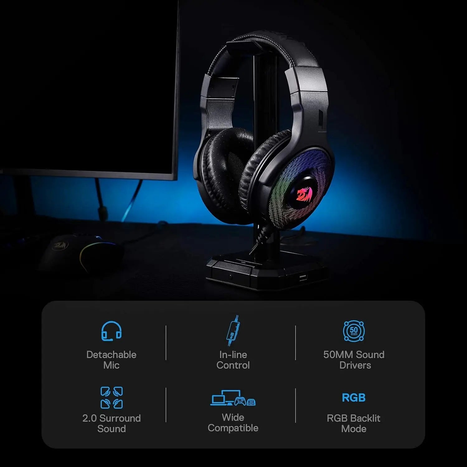 Redragon H350 RGB Wired Dynamic RGB Backlight Dynamic RGB Backlight Gaming