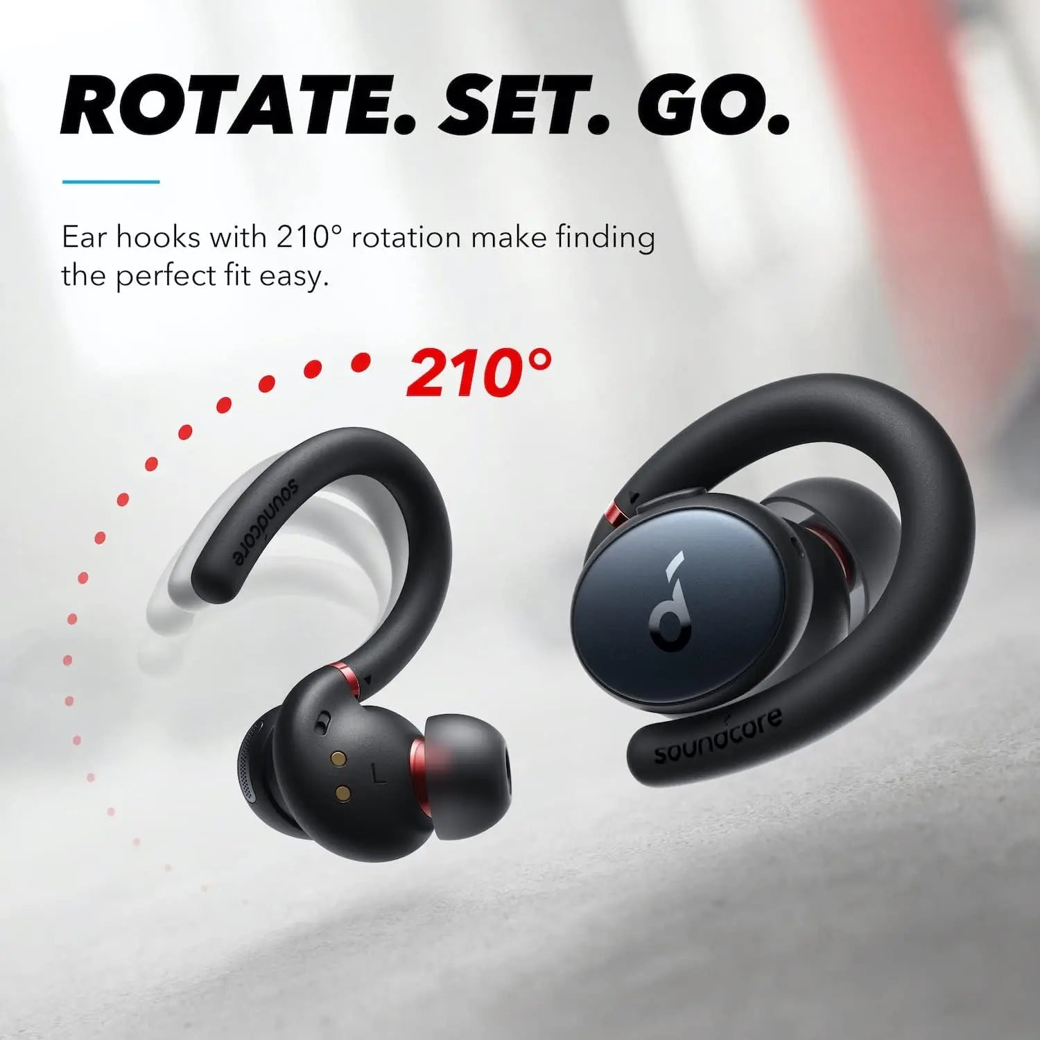 Wireless Bluetooth 5.2 Workout Earbuds with Rotatable Ear Hooks for Secure Fit